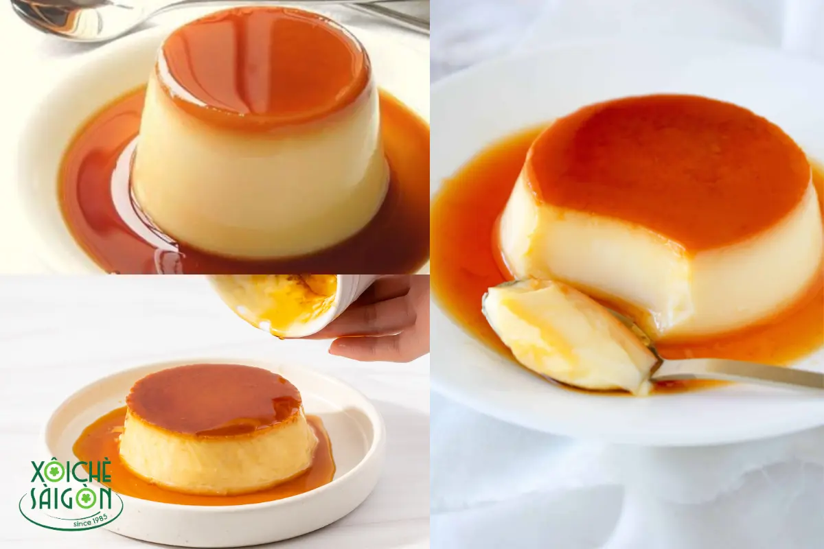 Thành phẩm bánh flan sau khi được hấp và làm mát