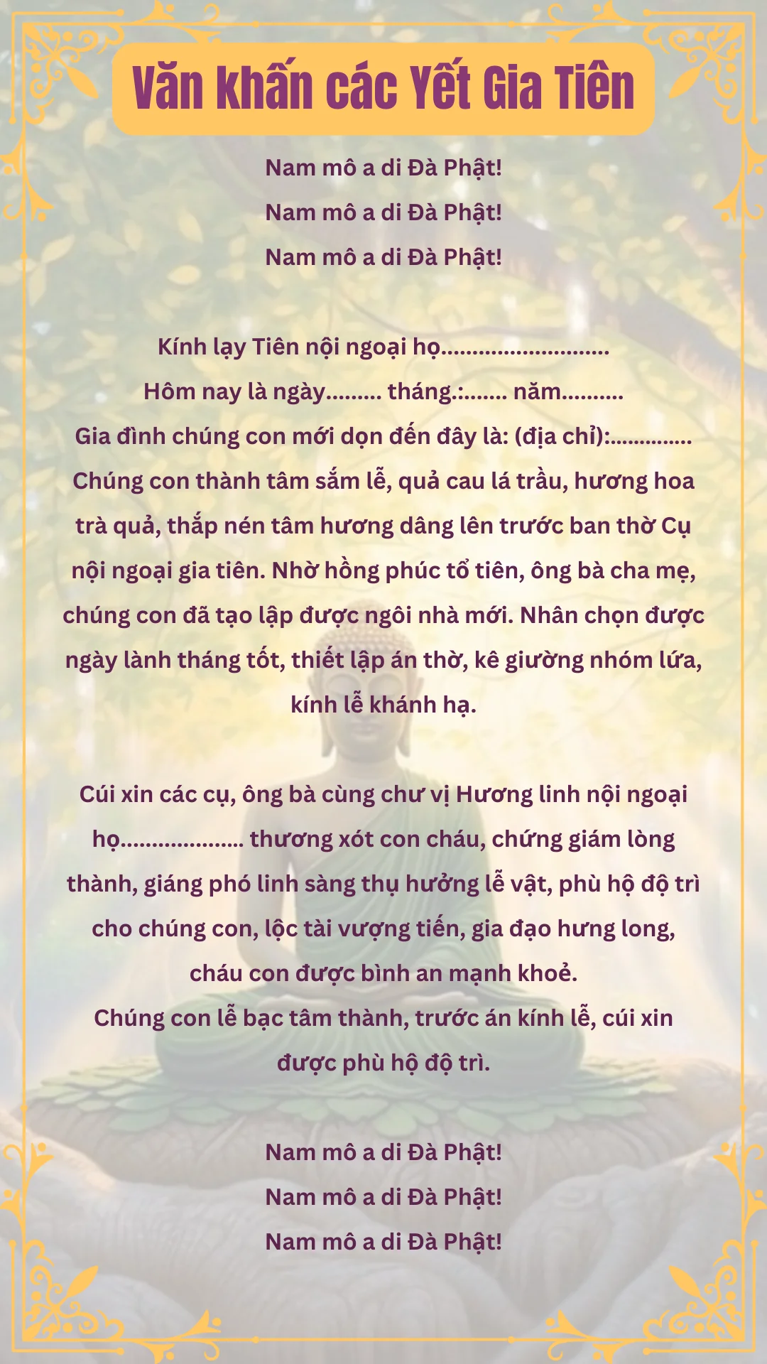 Văn khấn các Yết Gia Tiên